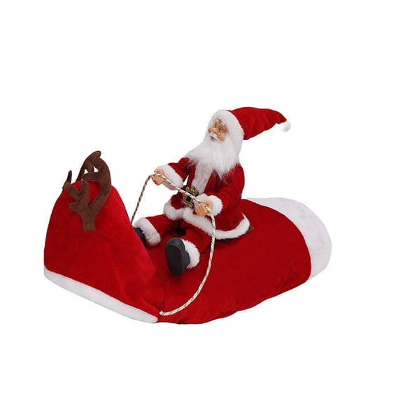 Santa Rider Pet Christmas Costume, Soft Cotton-Polyester Fabric Dog Cat Holiday Outfit