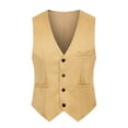 thumbnail image 1 of DISHAN Men Waistcoat Solid Color Single-breasted V Neck Sleeveless Spring Vest for Work, 1 of 8