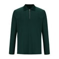 thumbnail image 4 of Brglopf Mens Polo Shirts Casual Long Sleeve Trendy Half Zipper V Neck Golf Tshirts Ribbed Knit Slim Fitted Solid Athletic Tops, 4 of 5