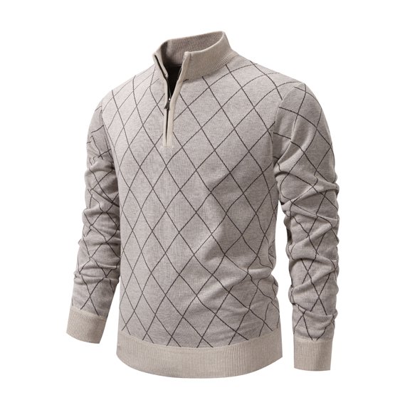 Men's knitted top,sweater, long-sleeved pullover with zipper, pure color stand collar spring and autumn jacket