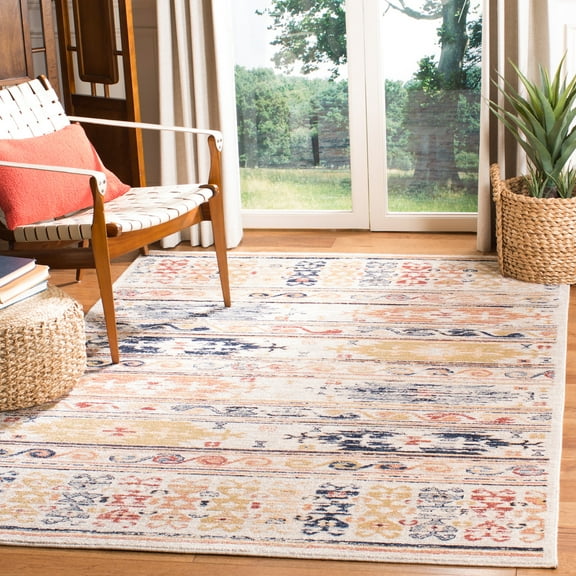 SAFAVIEH Charleston Rupert Southwestern Area Rug, Ivory/Rust, 5'3" x 7'6"