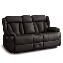 Loveseat Recliner Sofa RV Recliner Couch, Manual Reclining Loveseat with Console for Living Room Home Theater Seating with AC/USB C/USB and Drawer