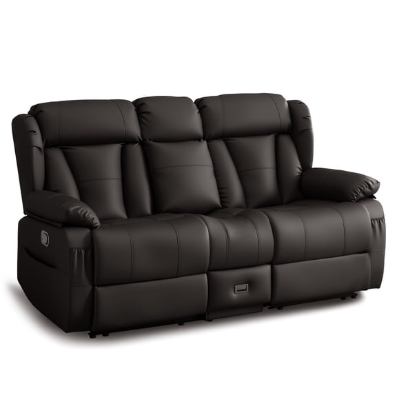 Loveseat Recliner Sofa RV Recliner Couch, Manual Reclining Loveseat with Console for Living Room Home Theater Seating with AC/USB C/USB and Drawer