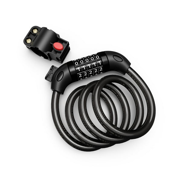 Bike Lock, 4 Feet Bicycle Cable, High Security 5 Digit Resettable Combination Coiling Bicycle Lock