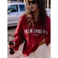 thumbnail image 4 of Womens Sweatshirts Half Zip Cropped Pullover Quarter Zipper Letter Print Hoodies 2025 Fall Fashion Outfits Clothes Red S, 4 of 8