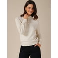 thumbnail image 3 of DARING DIVA Women's Casual Mock Neck Long Sleeve Button Knit Top S Beige, 3 of 6