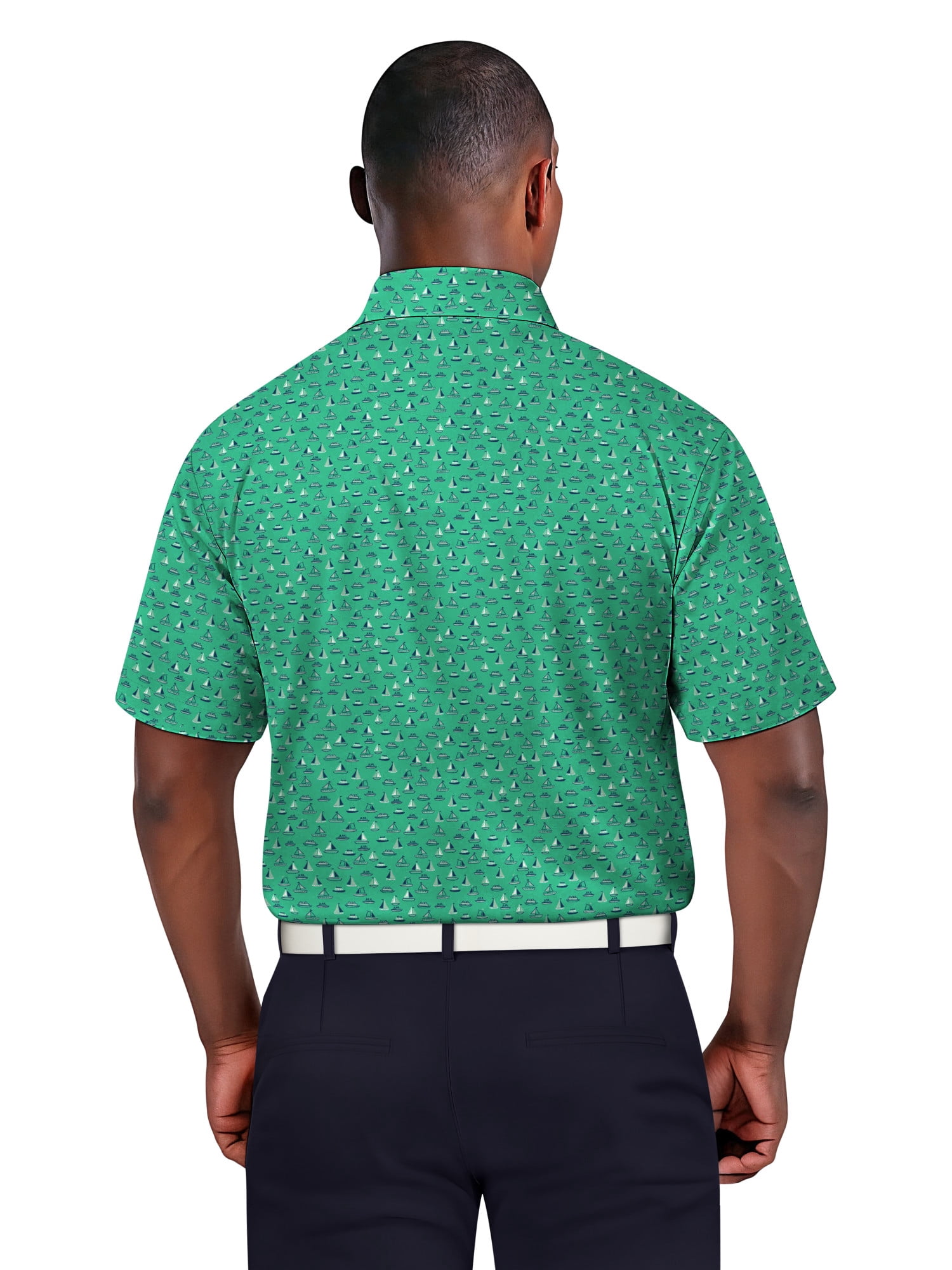 Ben Hogan Men's & Big Men's Performance Boat Print Short Sleeve Polo Shirt, up to 5XL