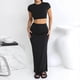 thumbnail image 2 of Women's Summer 2 Piece Outfits Crop Tank Top and Split Midi Bodycon Skirt Suitable for Spring Summer, 2 of 5