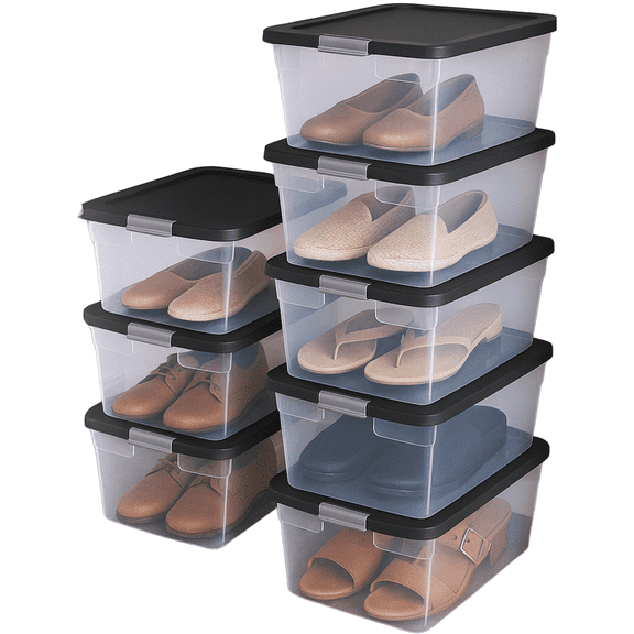 Homz 15 Qt Stackable Plastic Storage Container w/Snaplock Lid (8 Pack)