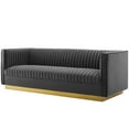 thumbnail image 3 of Tufted Armchair and Sofa Set, Velvet, Grey Gray, Modern Contemporary Urban Design, Living Lounge Room Hotel Lobby Hospitality, 3 of 6