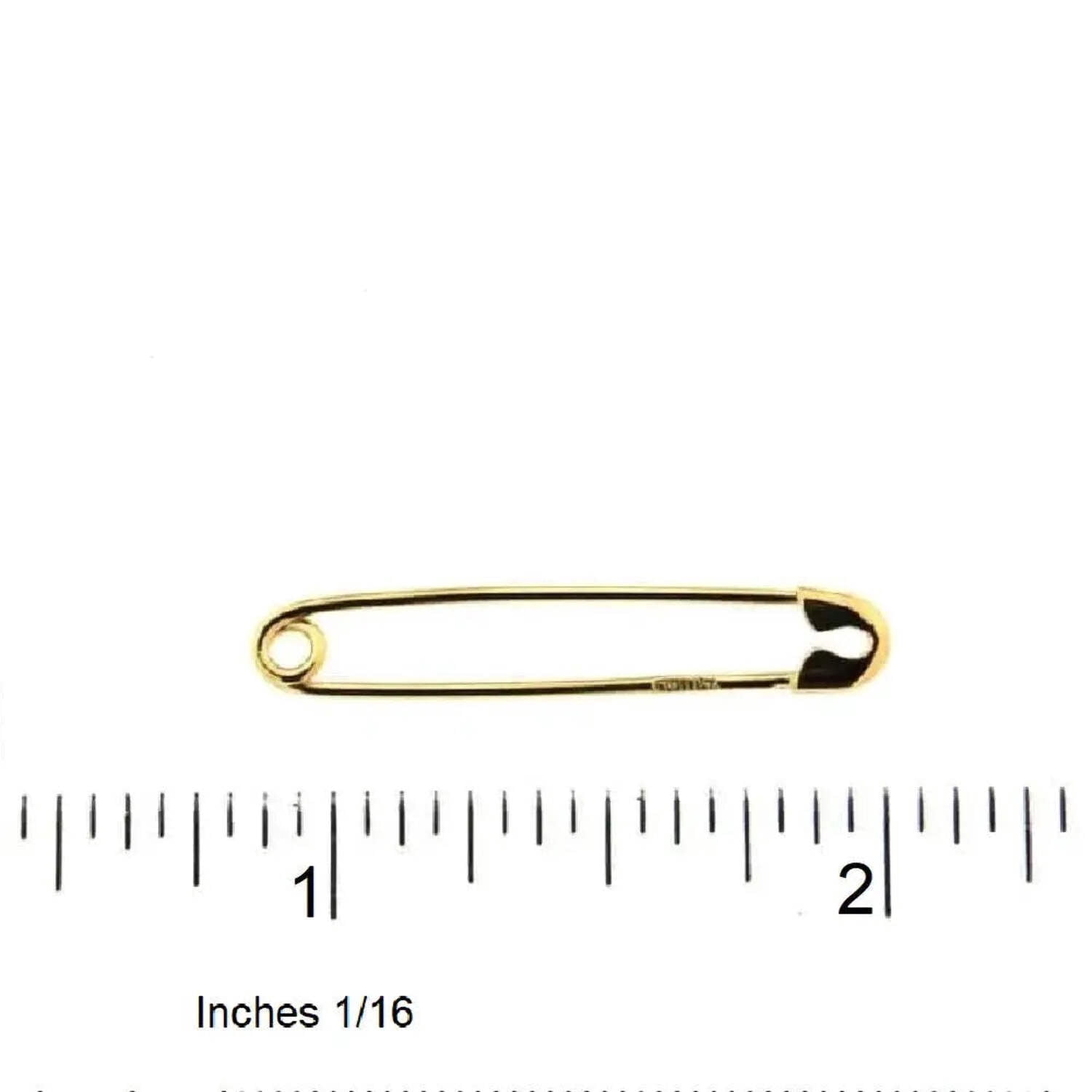 18K Solid Yellow Gold Large Safety Pin 1.30 inch