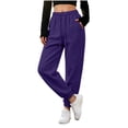 thumbnail image 3 of XUNKUSGA Women's Baggy Sweatpants Casual High Elastic Waist Cinch Bottom Sweat Pants Soft Comfy Solid Color Joggers Athletic Pants with Pockets and Drawstring L, 3 of 10