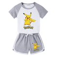 thumbnail image 3 of Camiseta de algodón de Pikachu para niñas y pantalones cortos, conjunto de 2 uds. De ropa de dibujos animados de Pokémon para niños, traje deportivo de la Patrulla Canina para verano, 3 of 5