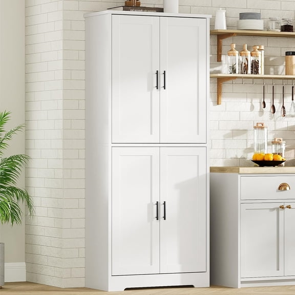 Tall Kitchen Sideboard, Multifunctional Freestanding Storage Cabinet with Doors and Adjustable Shelves, Modern Tall Cabinet for Bathroom, Dining Room, Living Room