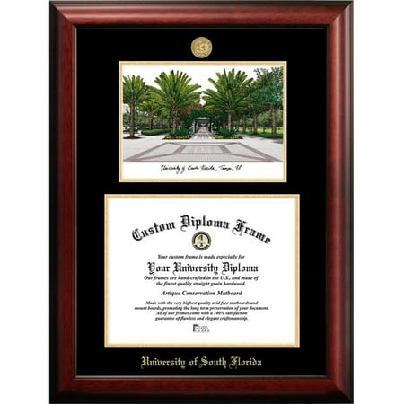 Campus Images FL989LGED-1411 11 x 14 in. University of South Florida Gold Embossed Diploma Satin Mahogany Frame with