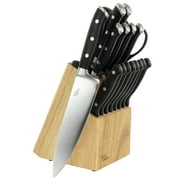 Our Table 18 Piece Stainless Steel Forged Triple Riveted Cutlery Block Set in Black