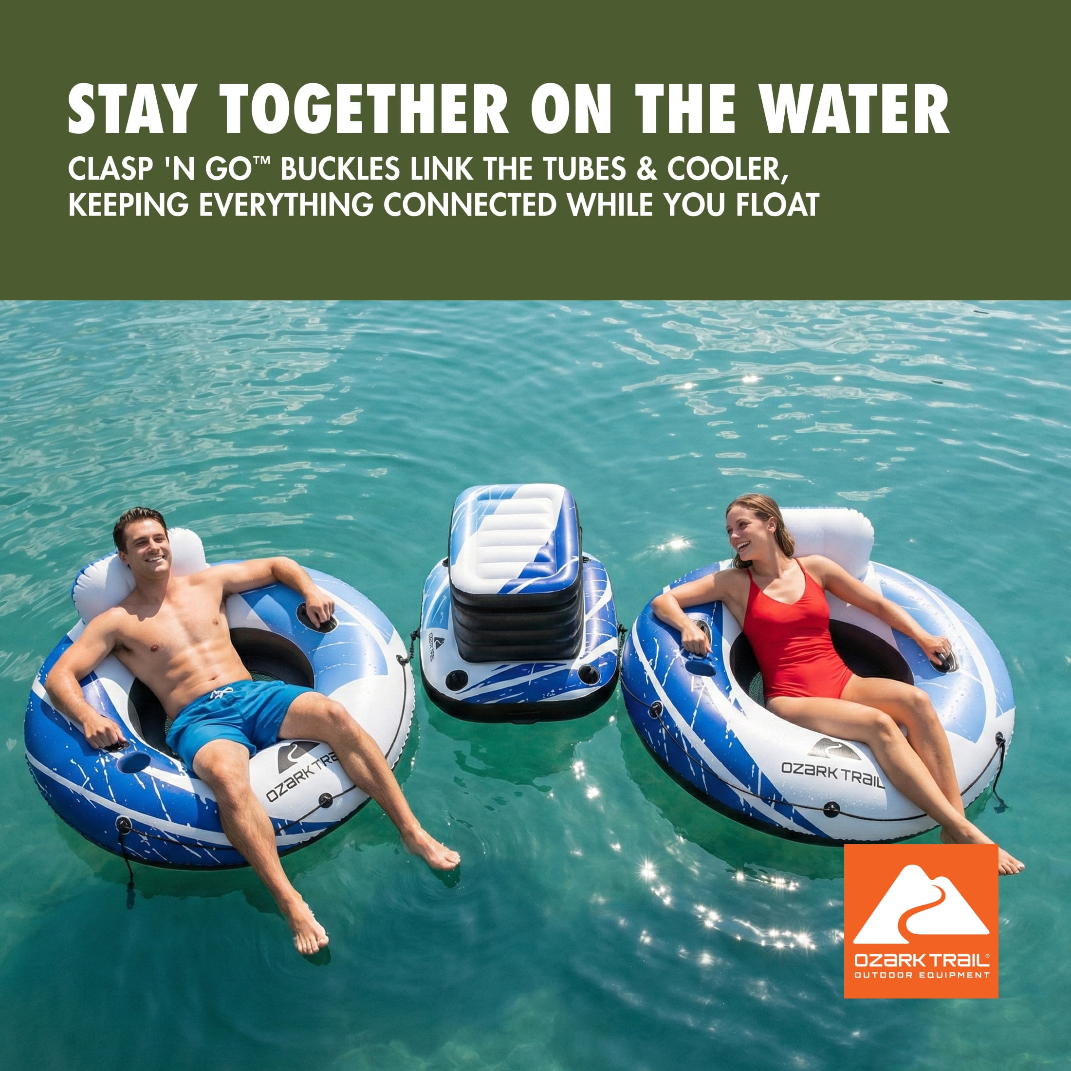 Ozark Trail Rapid Rider River Tube 2-Pack and Inflatable Cooler Combo