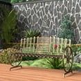 thumbnail image 5 of Outdoor Bench Patio, Metal Garden Bench with Built-in Table, 3-Person Park Bench for Lawn, Porch, Bronze, 5 of 8