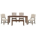 thumbnail image 5 of Simply Brook 6PC Extension Dining Set Performance Fabric Chairs Bench Brown Wood, 5 of 8