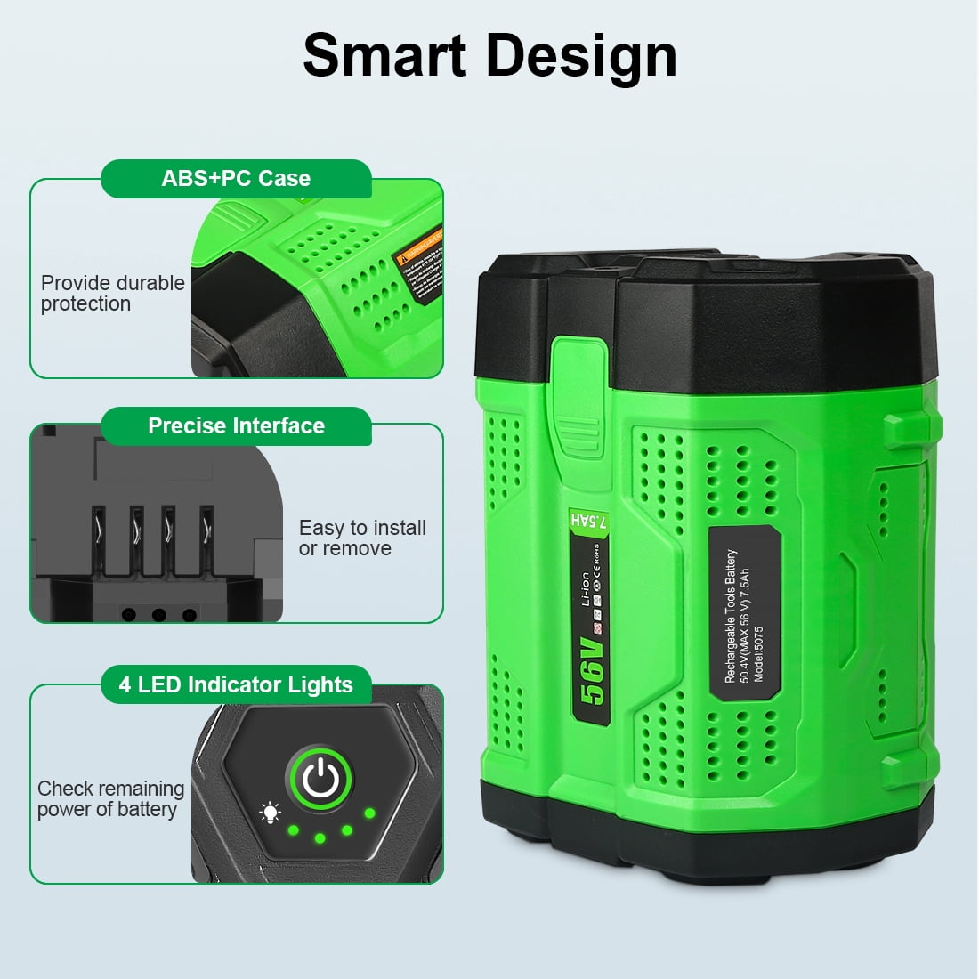 2 Pack 56V 7.5Ah Lithium-Ion Battery Replace for EGO BA2800 BA4200 BA1400 Compatible with ALL EGO 56V Power Tools