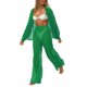thumbnail image 3 of Txlixc Blusa de botón transparente de manga larga y pantalones de piernas anchas para mujeres Txlixc  moda, 3 of 6
