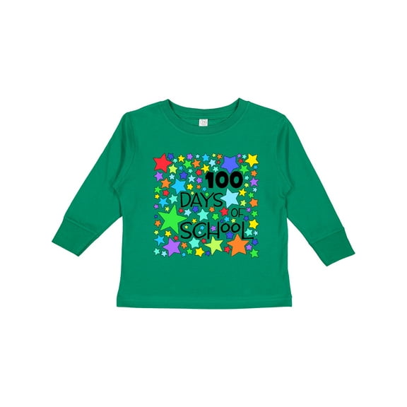 Inktastic 100 Days of School Colorful Stars Boys or Girls Long Sleeve Toddler T-Shirt