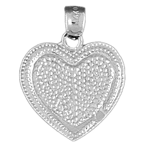 14K White Gold Heart Pendant - 24 mm