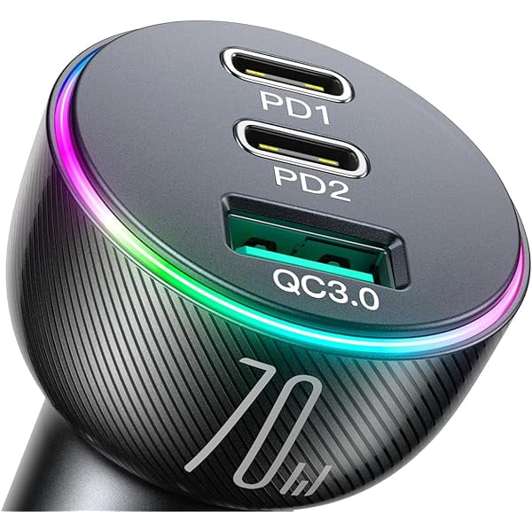 70W USB C Car Charger, JOYROOM Dual PD35W & QC3.0 Super Fast Charging, Compatible with iPhone 16 Pro Max/15 Plus/14 Pro Max/iPad Pro, Samsung Galaxy S24 Ultra/S23/S22, Google Pixel