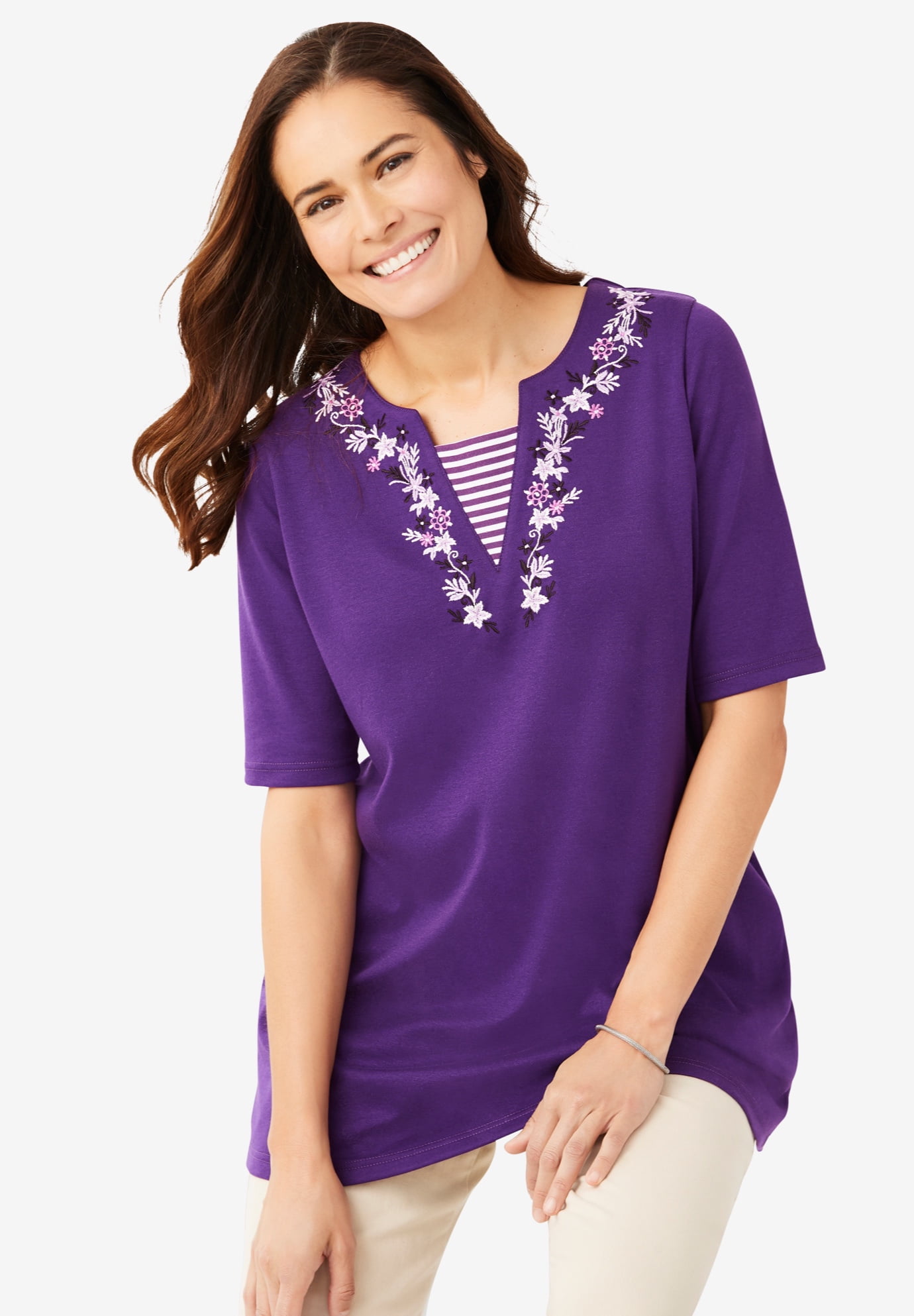Plus Size 7-Day Embroidered Layered-Look Tunic - image 5