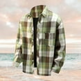 thumbnail image 2 of Plaid Shirts for Men Staple Long Sleeve Shirt Button Turn Down Collar Casual Lightweight Shirt Green L, 2 of 4