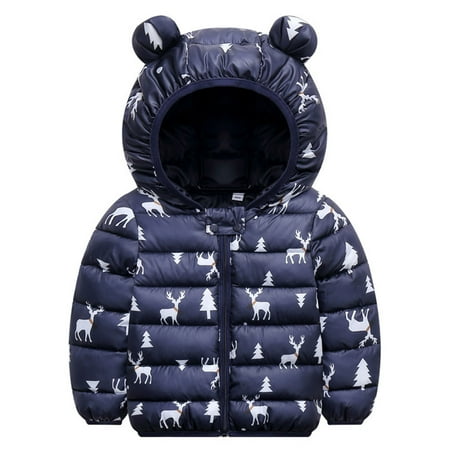 

Rovga Toddler Kids Baby Boys Girls Winter Warm Jacket Deer Cartoon Coats Outerwear Bear Ears Hooded Padded Outwear Toddler Boy Clothes