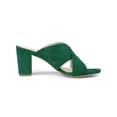 thumbnail image 3 of BLISSFUL STEP Women's Sandals Block Heels Crisscross Strap Mules Slide Sandals Green 9, 3 of 8