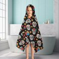 thumbnail image 6 of Black Colorful Skull Flower Pattern Hooded Bath Towel，50"x30" for Ages 3 To 12 Kids, Quick Dry Lightweight Soft Microfiber Hood Beach Towel Cover Up for Kids, 6 of 7