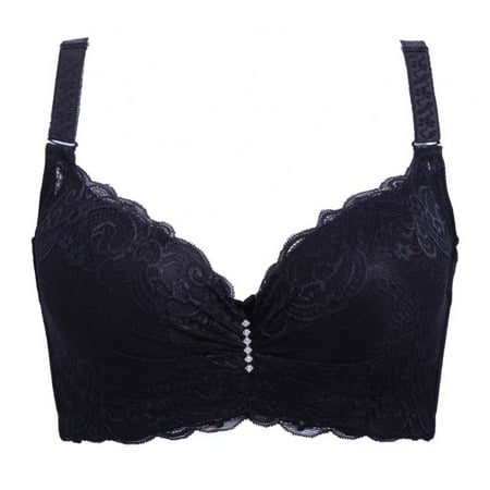 

KOERIM 3/4 Cup Women Lace Bra 4 Back Buckle Shaping-underwear Adjustable Lace Push Up Padded