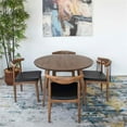thumbnail image 2 of Pemberly Row 5-Piece Round Table Dining Set in Walnut w/4 Chairs in Black, 2 of 5