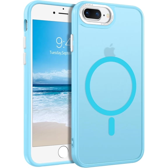 for iPhone 8 Plus Case iPhone 7 Plus Cases Compatible with MagSafe Magnetic Case Slim Translucent Matte Back Anti-Scratch Shockproof Protective Phone Case for iPhone 7/8 Plus 5.5", Blue
