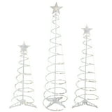 Set of 3 LED Lighted Warm White Outdoor Spiral Christmas Cone Trees 3 ...