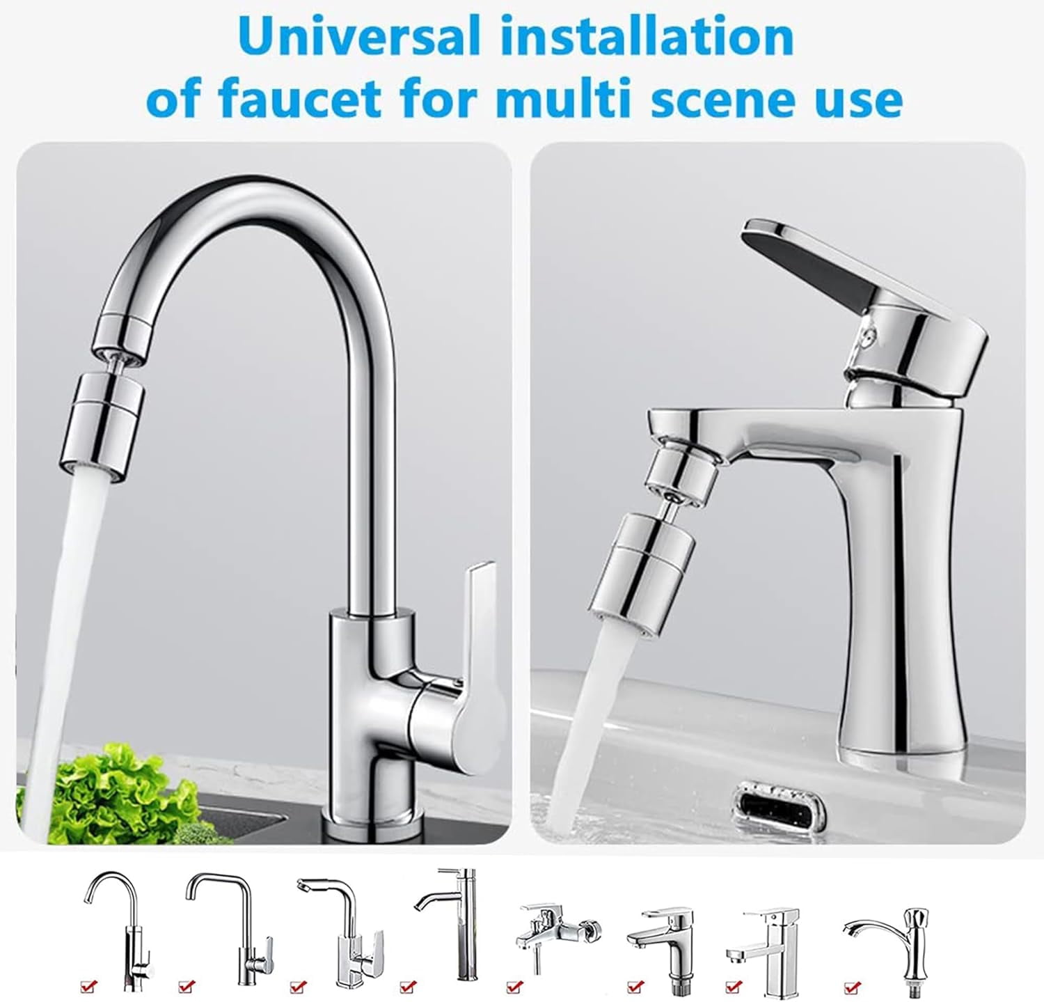 Kitchen and BasinTap Spray Head,360° Swivel Dual-Function Sprayer,80-Degree Big Angle Swivel Faucet Aerator,Faucet Extension Sprayer,Kitchen Faucet Aerator Splash Proof Spout (short style)