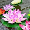 thumbnail image 3 of BrowQuartz Artificial Lotus Replacement Simulation Outdoor Garden Park Pond Pool Photography Fake Water Lily Flower Decor Green, 3 of 6