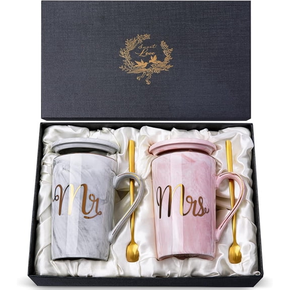 Biching 14 oz Mr & Mrs Ceramics Mugs Set of 2