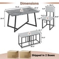thumbnail image 5 of PORKISS Kitchen Dining Table Set for 6, Modern Dining Room Set for 6 with Faux Marble Table, 4 PU Leather Chairs and 1 Cushion Bench, Metal Frame, Gray + Black #1, 5 of 14