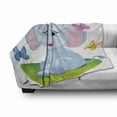 thumbnail image 3 of Cartoon Soft Flannel Fleece Throw Blanket, Baby Sitting on the Meadow in Spring Time with Butterflies, Cozy Plush for Indoor and Outdoor Use, 60" x 80", Baby Blue Pink Green, by Ambesonne, 3 of 6