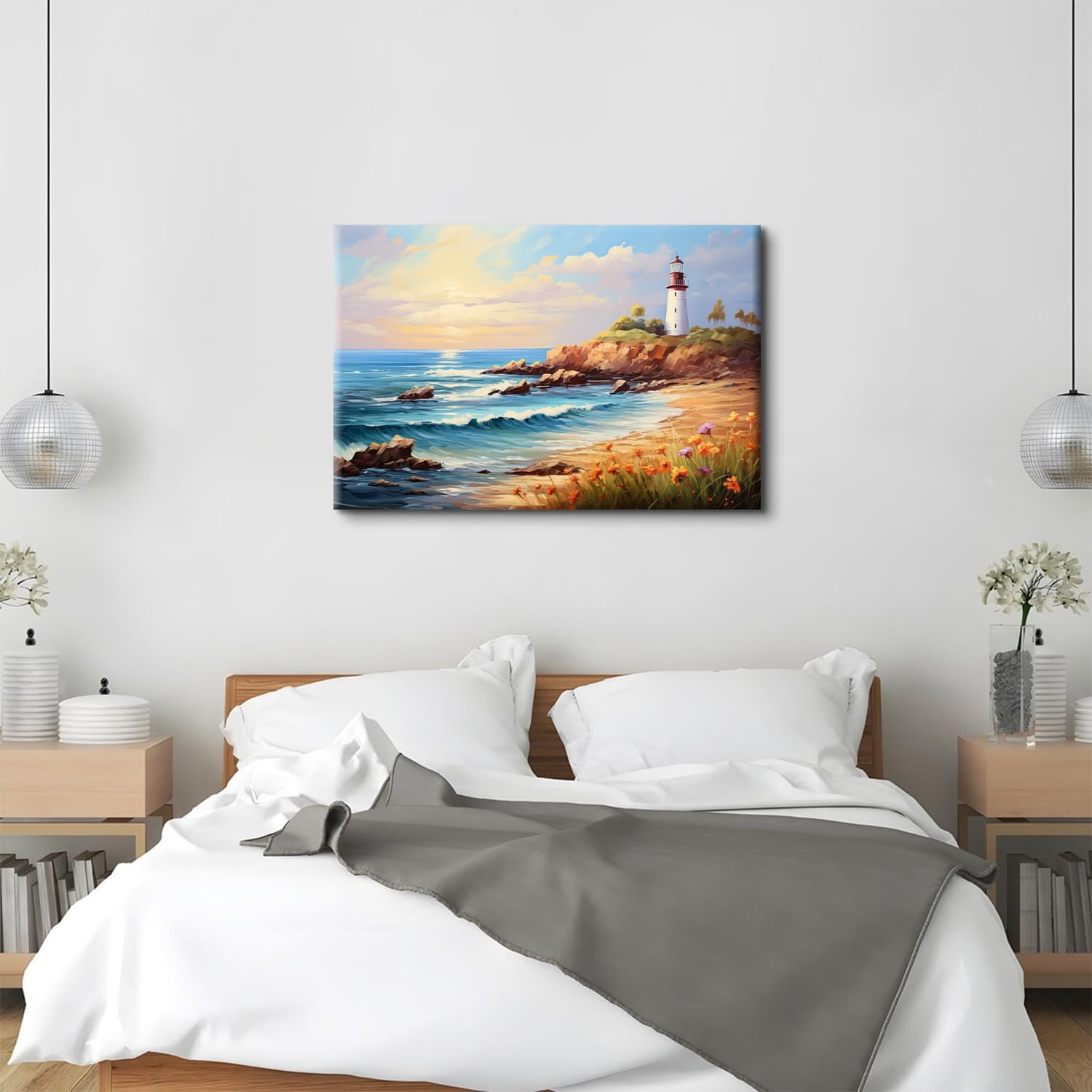 Asdg12s-Watercolor Coastal Beach Wall Art Ocean Decor Beach Landscape ...