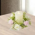 thumbnail image 6 of Sharprepublic Artificial Flower Candle Fake Pillar Candle Holder Wreath Candle Wreath Pink, 6 of 8