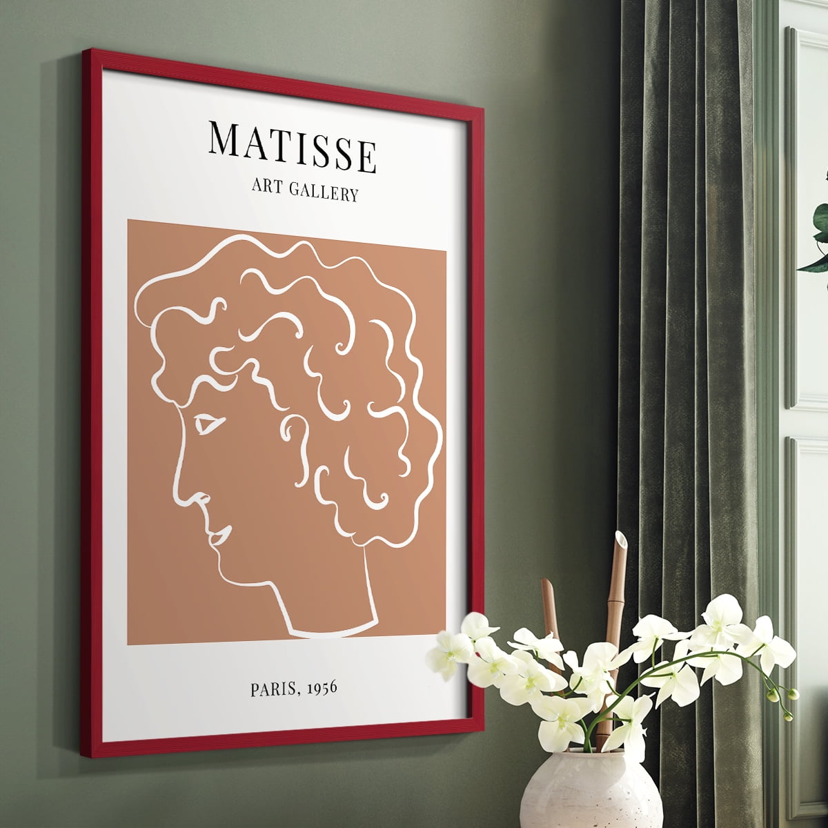 Matisse CXXVIII Framed Print in Red Solid Wood 22 x 28 Framed Print