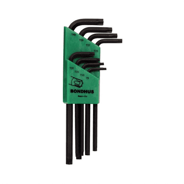 Bondhus 31834 Torx Wrench Set, 8 Piece, T9 to T40, Long Length, L Shaped