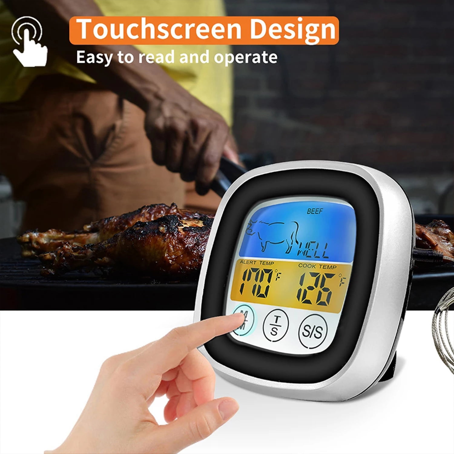 TS-BN53 Wireless Touch Screen Kitchen BBQ Thermometer Electronic