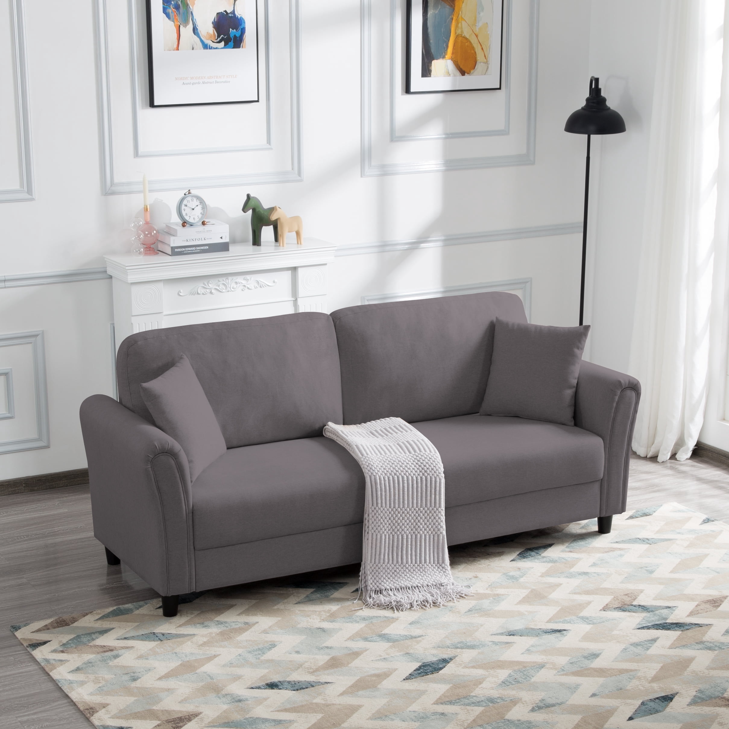 BSHTI 81.5 inch European Style Modern Sofa Couch,Minimalism Couches Sofa for Livingroom(Dark Gray)