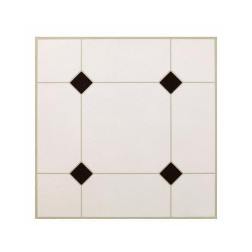 Kd0309 Black White Peel Stick Vinyl Floor Tile 12 X 12 In