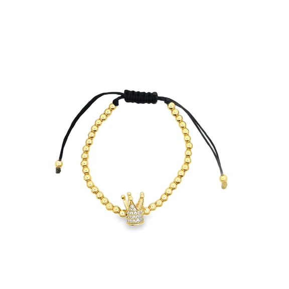 Gold Filled Adjustable Bead Bracelet with Cross Charm (I144-145)